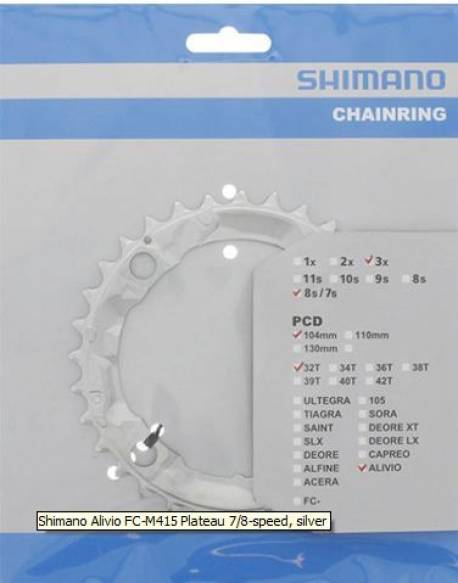 PLATEAU SHIMANO ALIVIO FC-M415 3*8S/7S 32T ARGENT