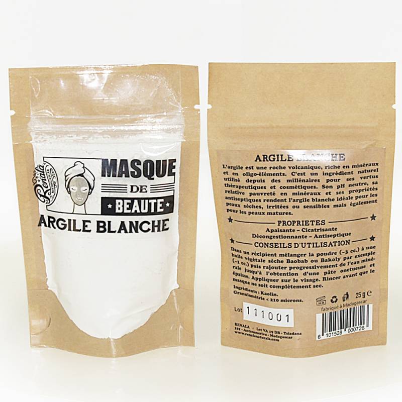 Masque de beauté Poudre Argile blanche 25 g