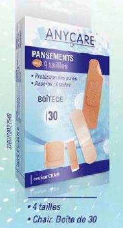 ANYCARE PANSEMENTS 4 TAILLE CHAIR BTE DE 30